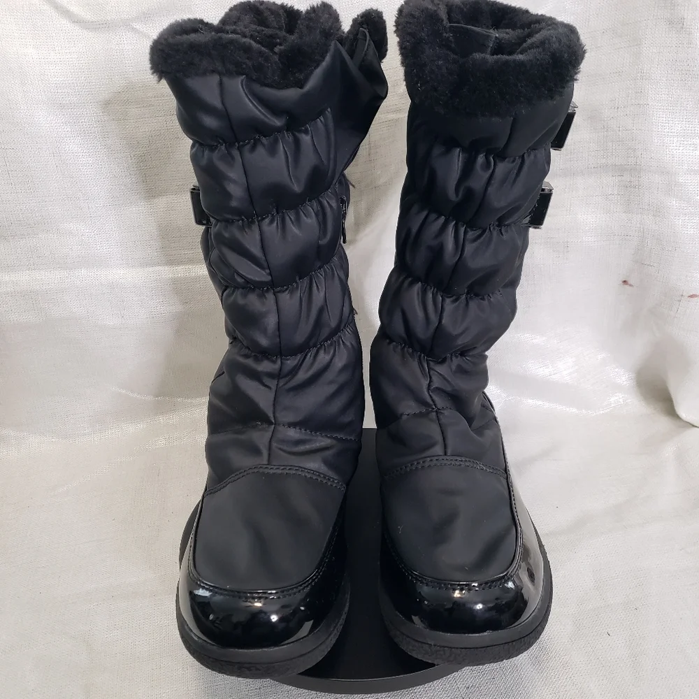 Weatherproof Women's Faux Fur Two Buckle Nylon Storm Snow Boots Size:‎ 7 Black